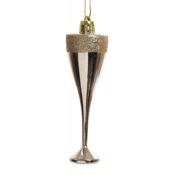 Χριστουγεννιάτικο Κρεμαστό Ποτήρι Σαμπάνιας, Χρυσό (10cm)
